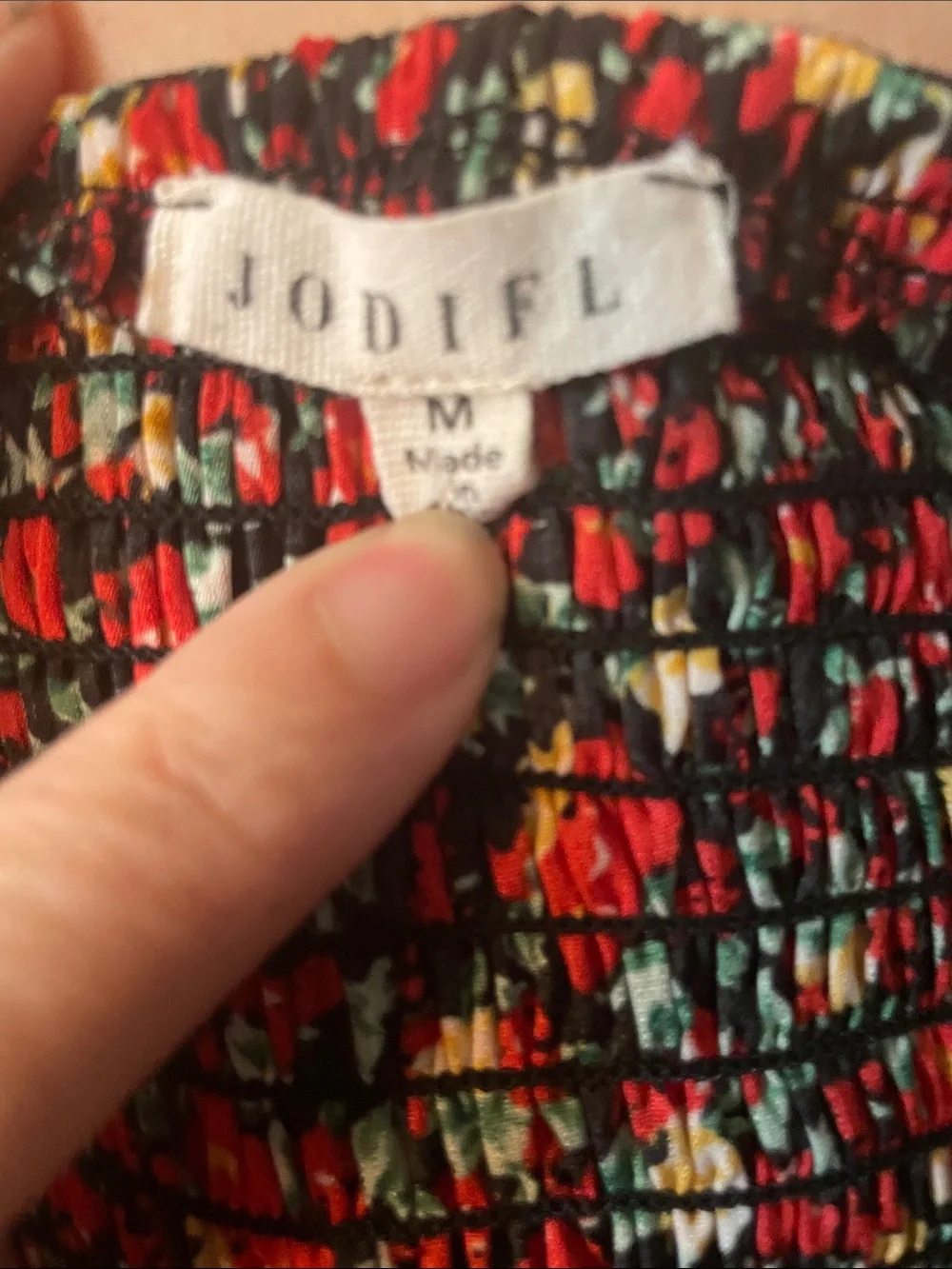 C50-  Smocked Midi Dress - Red Floral
